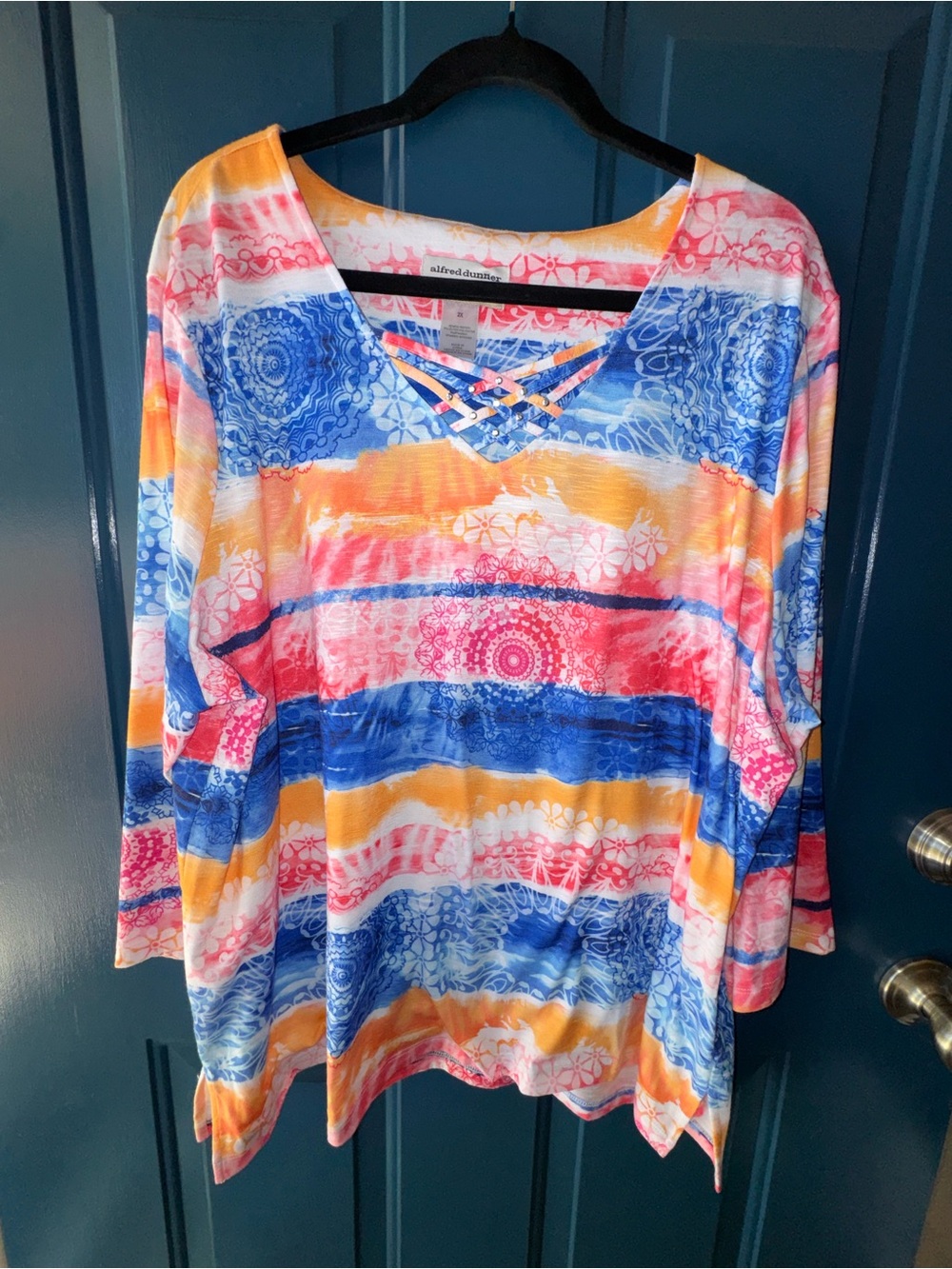 Women’s Plus Size 2X Alfred Dunner 2X Lattice Neck Top